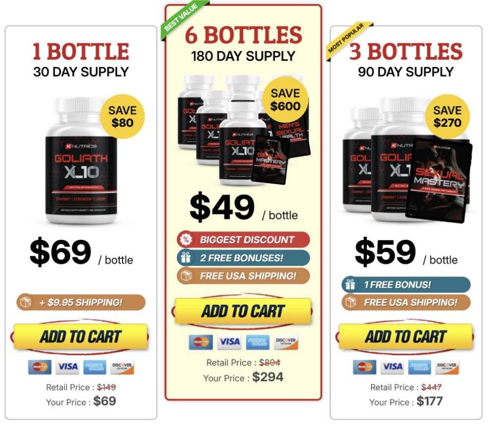 comparison of available price packages on the sale page